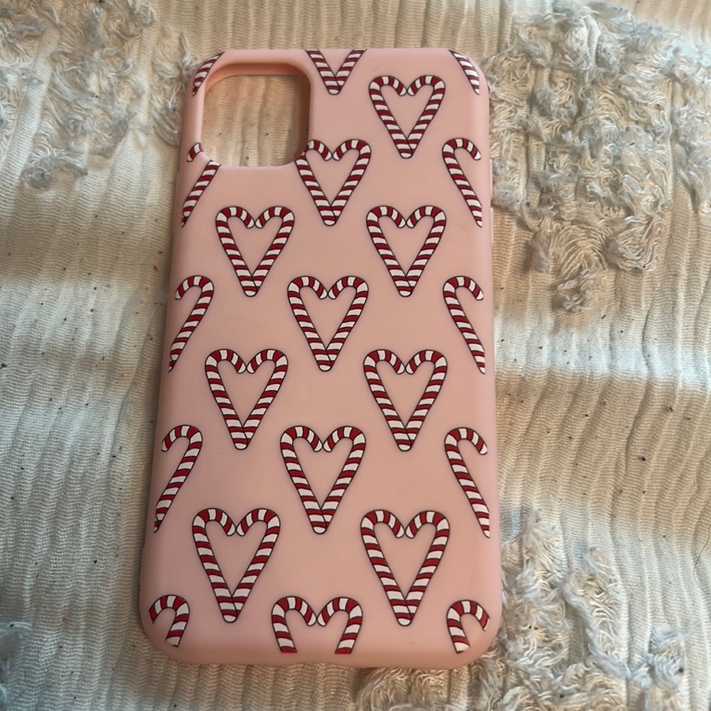 Candy cane hearts iPhone 11 case